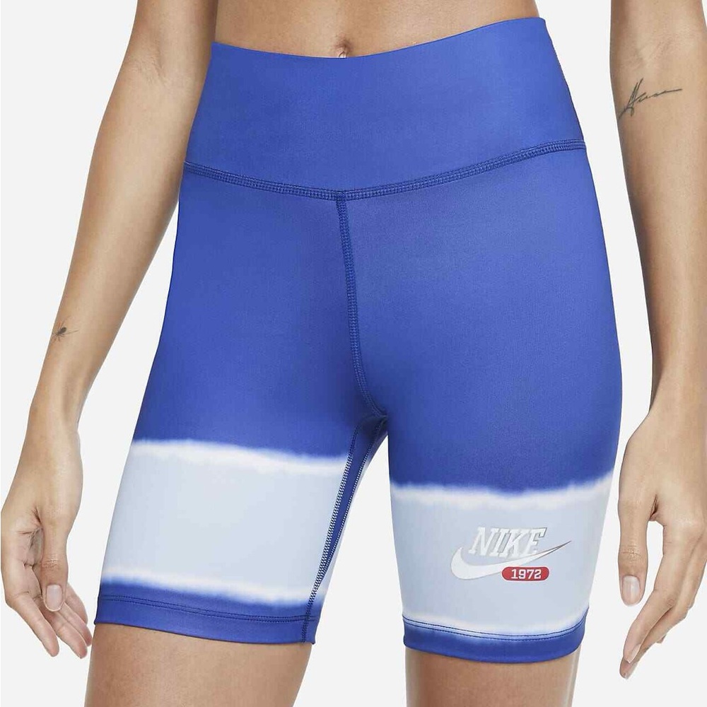 Nike Women’s Biker Shorts Blue & White Gradient Tie-Dye Size Small NWT